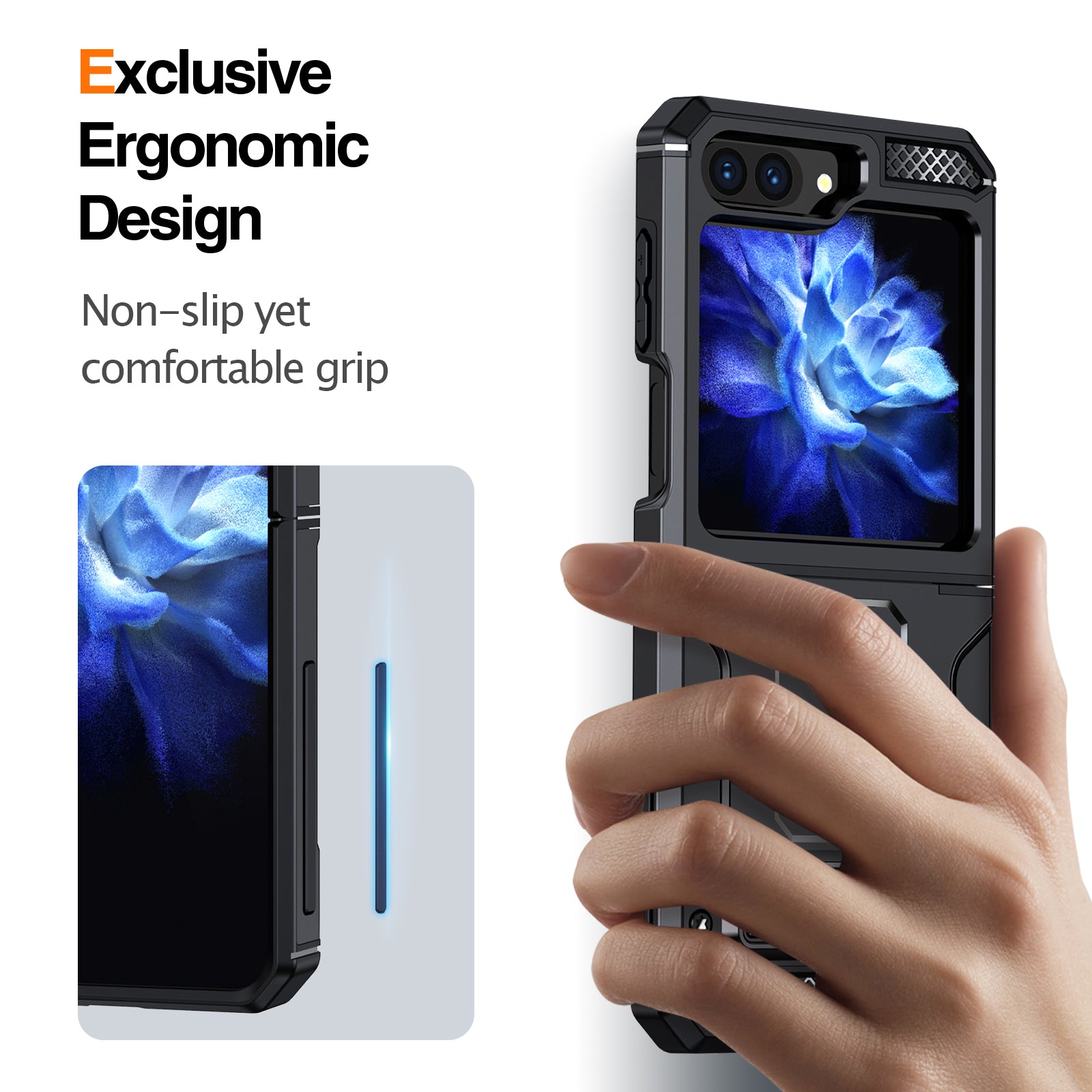 For Samsung Galaxy Z Flip5 5G TPU PC Shockproof Cover Kickstand Phone Case