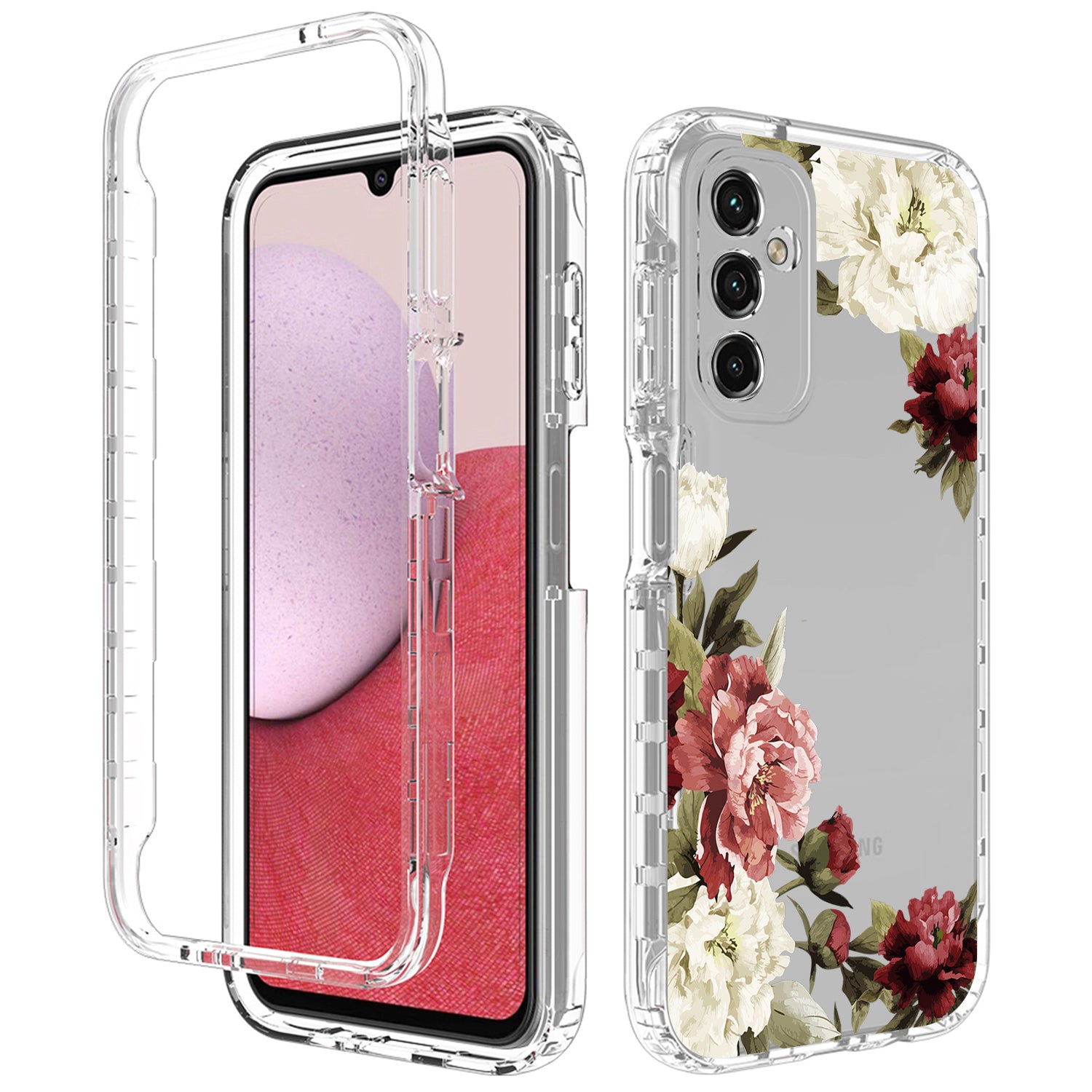 For Samsung Galaxy A14 5G 4G Pattern Printing Phone Case Transparent PC Frame TPU Cover