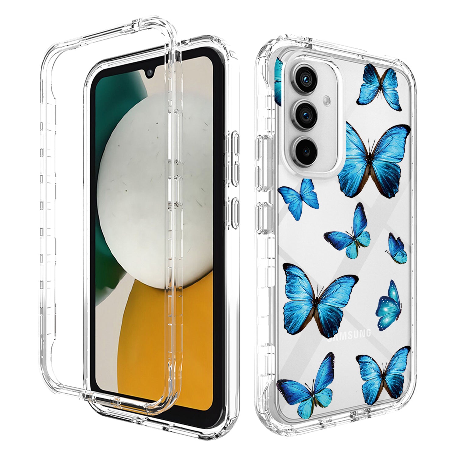 For Samsung Galaxy A34 5G PC Frame TPU Transparent Phone Case Pattern Printing Anti-scratch Cover