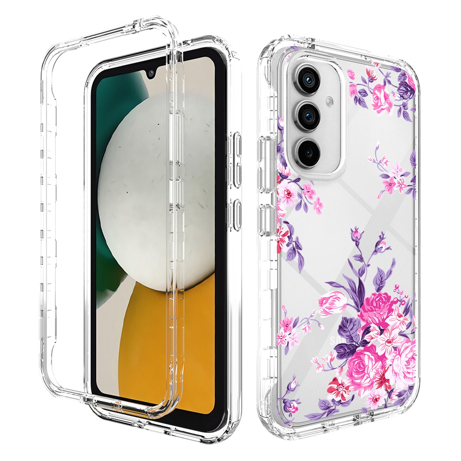 For Samsung Galaxy A34 5G PC Frame TPU Transparent Phone Case Pattern Printing Anti-scratch Cover