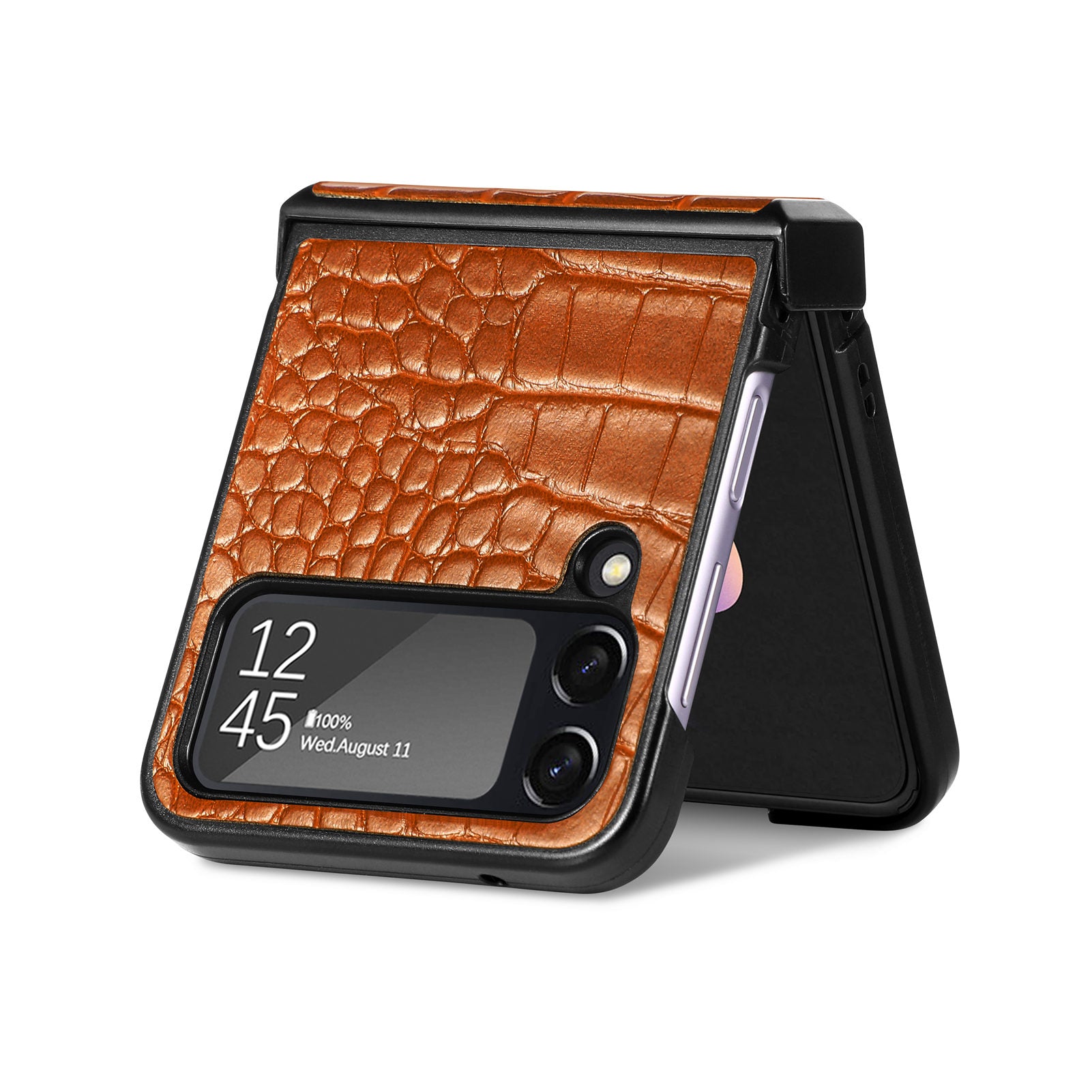 For Samsung Galaxy Z Flip4 5G Crocodile Texture Phone Case PU Leather Hard PC Back Cover