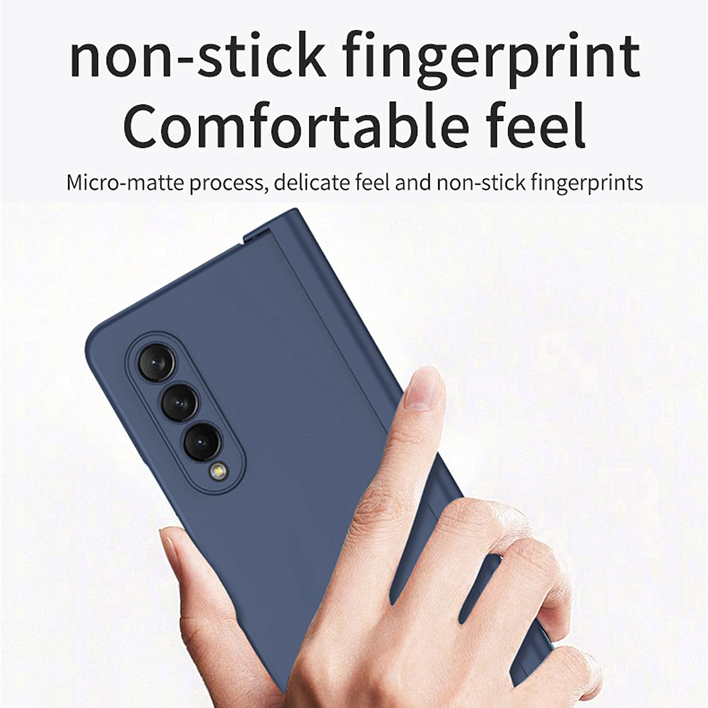 Til Samsung Galaxy Z Fold4 5G Pen Holder Telefon Etui Hard PC Folde Telefon Etui med hærdet glas film