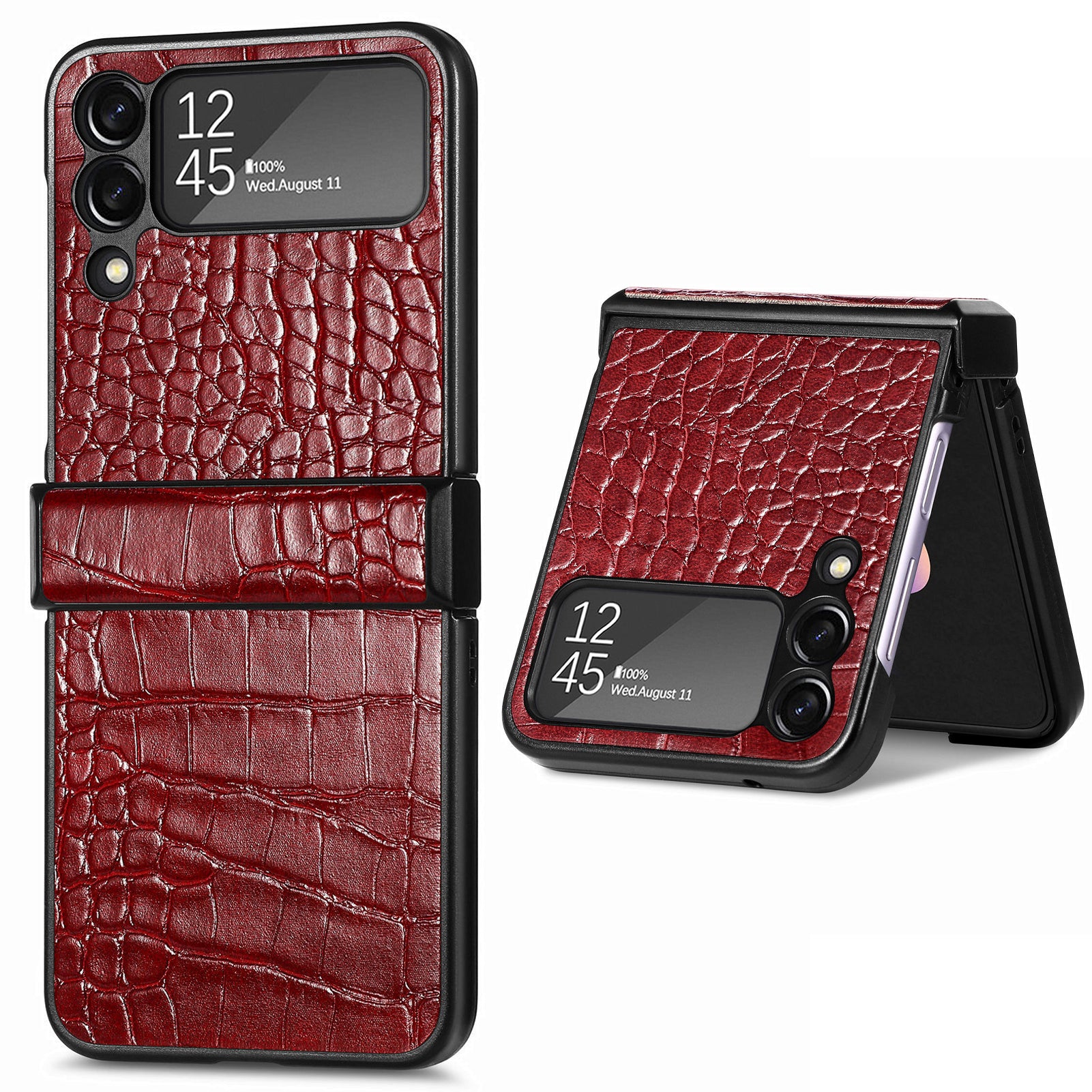 For Samsung Galaxy Z Flip3 5G PU Leather Coated PC Shockproof Cover Crocodile Texture Phone Case