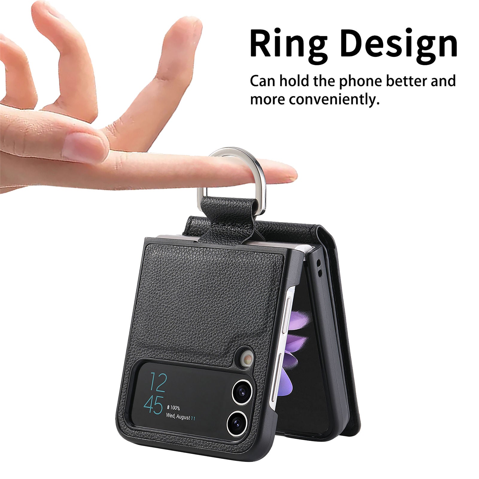 For Samsung Galaxy Z Flip3 5G PU Leather PC Phone Case Card Holder Kickstand Cover