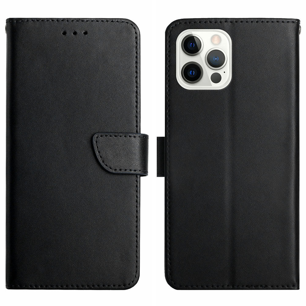 Pouzdro na peněženku HT02 pro iPhone 15 Pro Max z pravé hovězí kůže Nappa Texture Anti-drop Phone Cover