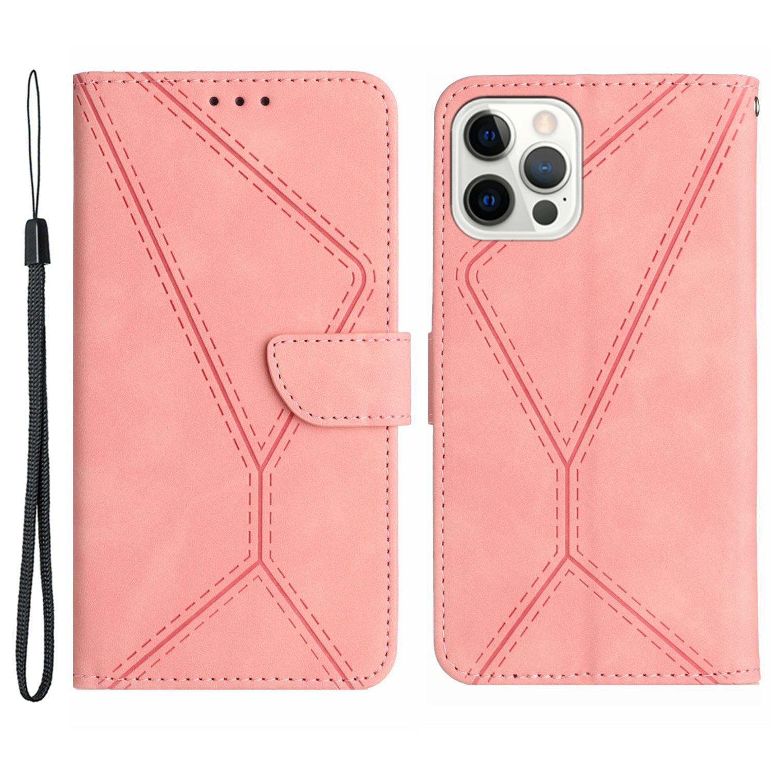 Kožený kryt HT05 pro iPhone 15 Pro Max Flip Stand Wallet Pouzdro na telefon s potiskem