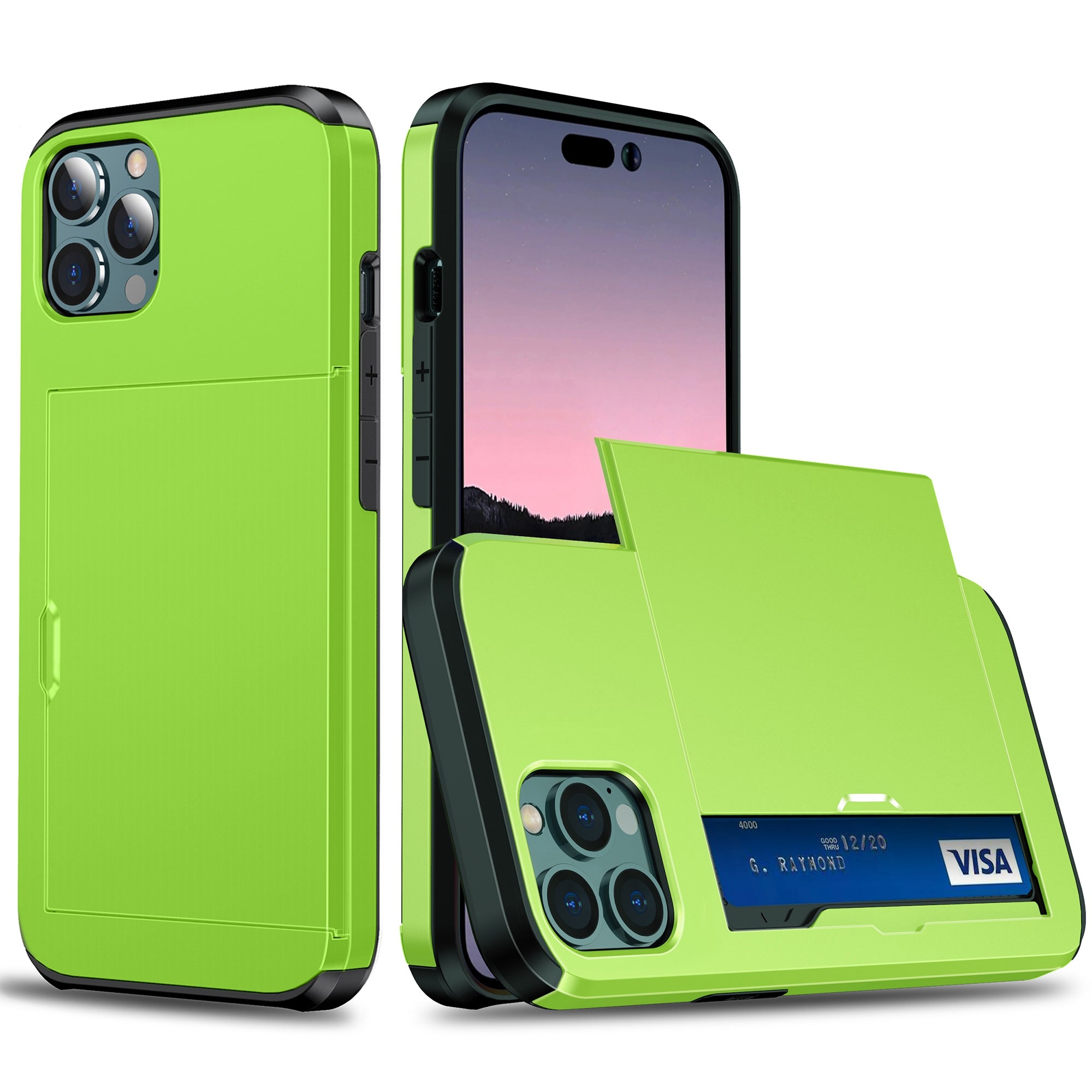 Phone Case with Slide Card Holder for iPhone 15 Pro Max Anti-scratch TPU PC Phone Cover