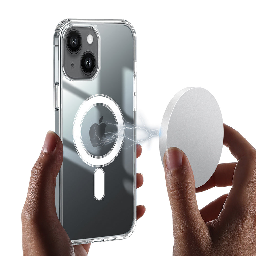 Clear Phone Case for iPhone 15 Magnetic Ring Acrylic TPU Phone Shell Cover Compatible with MagSafe
