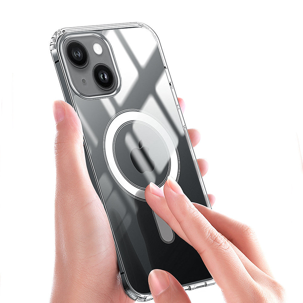 Clear Phone Case for iPhone 15 Magnetic Ring Acrylic TPU Phone Shell Cover Compatible with MagSafe
