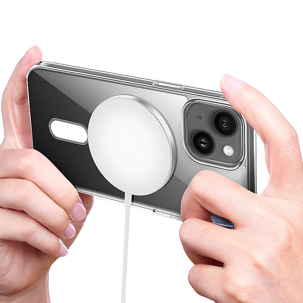 Clear Phone Case for iPhone 15 Magnetic Ring Acrylic TPU Phone Shell Cover Compatible with MagSafe