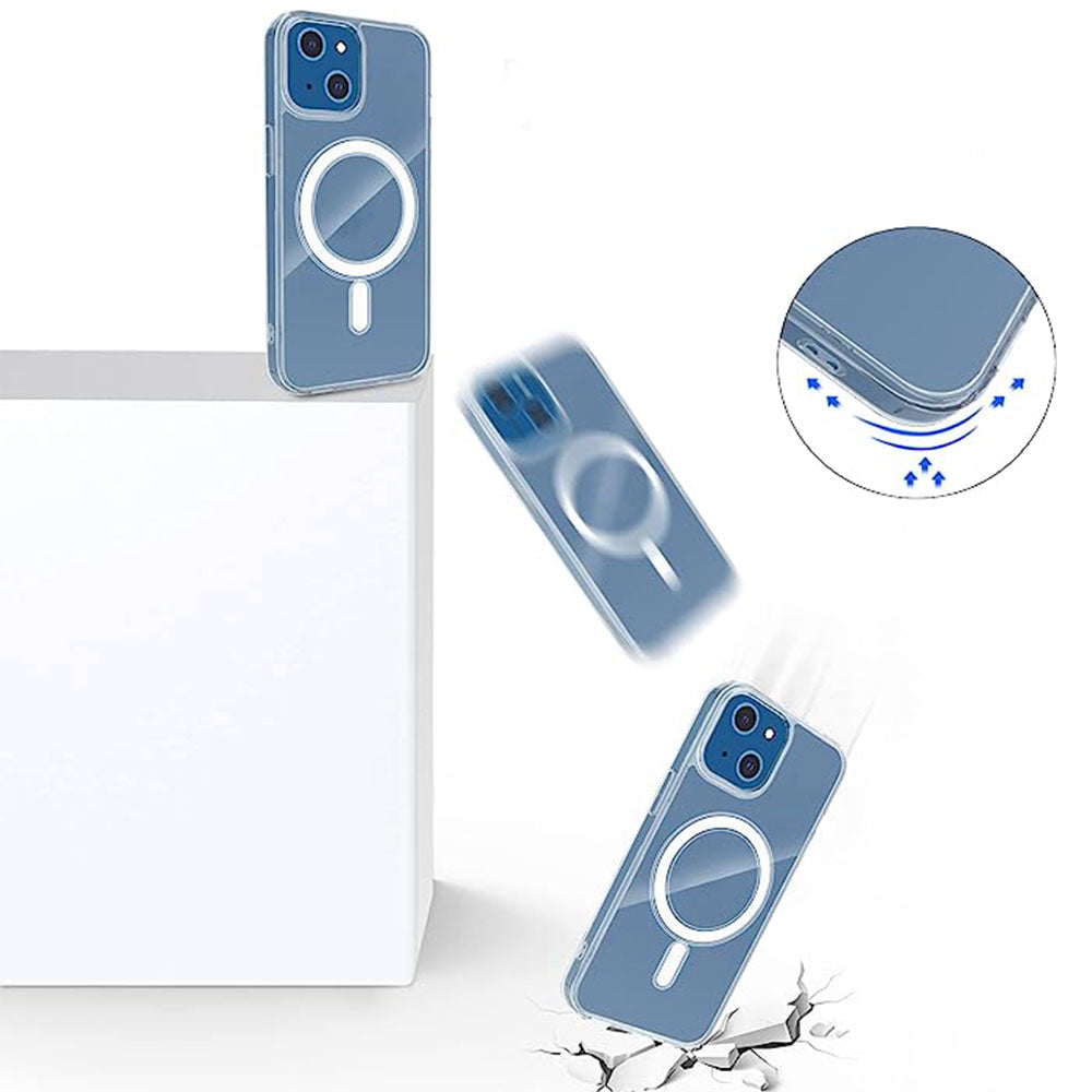 Clear Phone Case for iPhone 15 Magnetic Ring Acrylic TPU Phone Shell Cover Compatible with MagSafe
