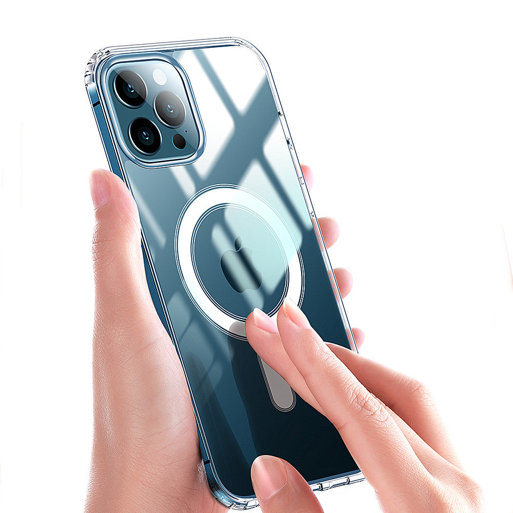 For iPhone 15 Pro Max Mobile Phone Case Clear Design Magnetic Ring Acrylic TPU Phone Shell Cover Compatible with MagSafe