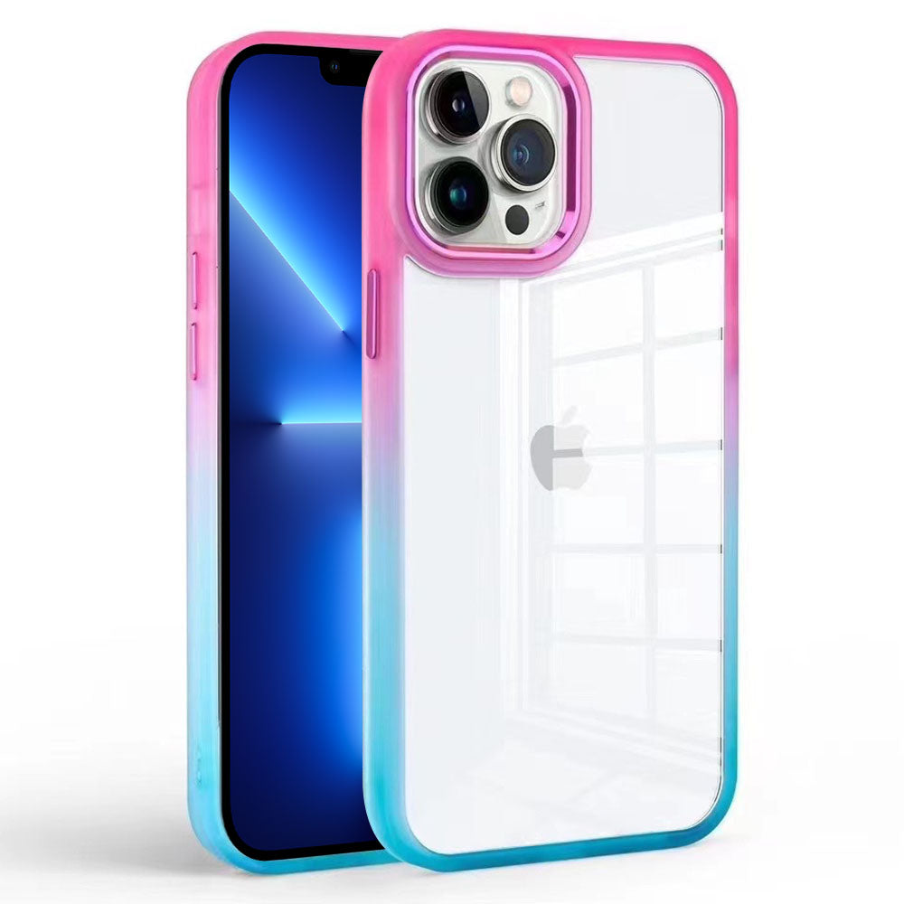 For iPhone 13 Pro 6.1 inch Gradient Clear Phone Cover TPU PC Anti-scratch Case