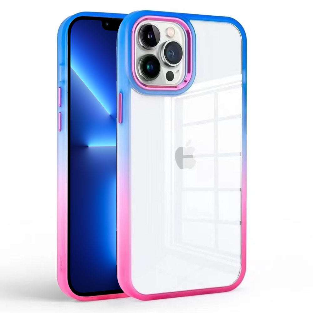For iPhone 13 Pro 6.1 inch Gradient Clear Phone Cover TPU PC Anti-scratch Case