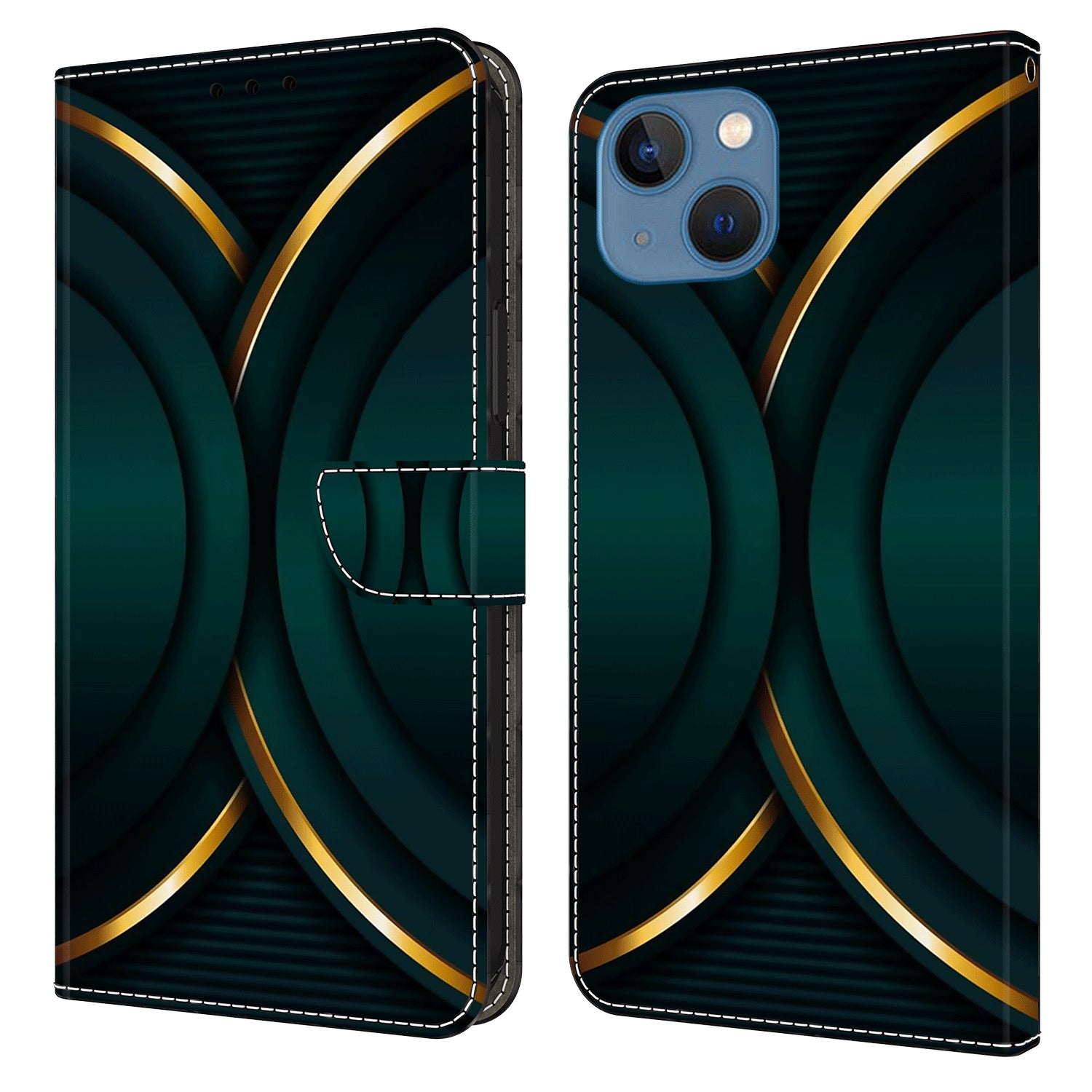 3D Pattern Printed Phone Case for iPhone 14 Plus Wallet Stand PU Leather Flip Cover