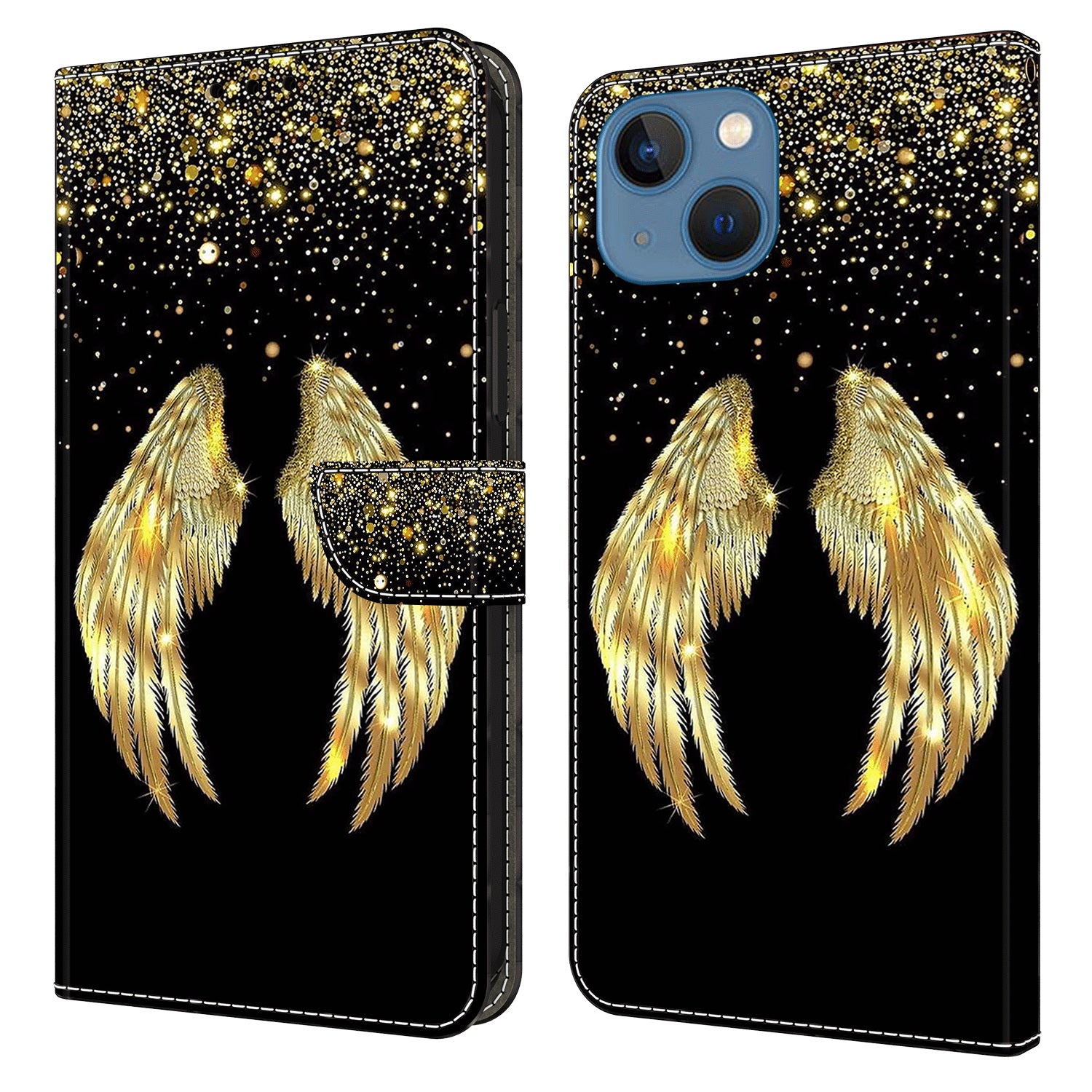 3D Pattern Printed Phone Case for iPhone 14 Plus Wallet Stand PU Leather Flip Cover