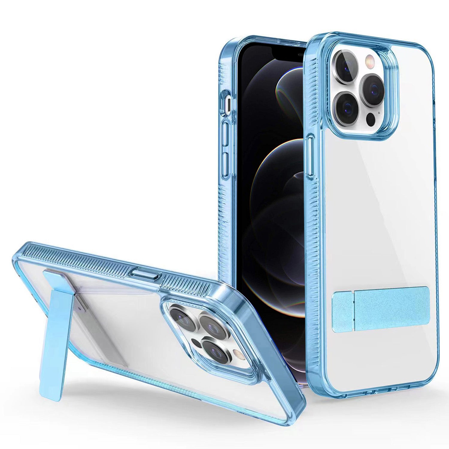 G Style For iPhone 12/12 Pro Transparent TPU Acrylic Case Cell Phone Cover with Kickstand