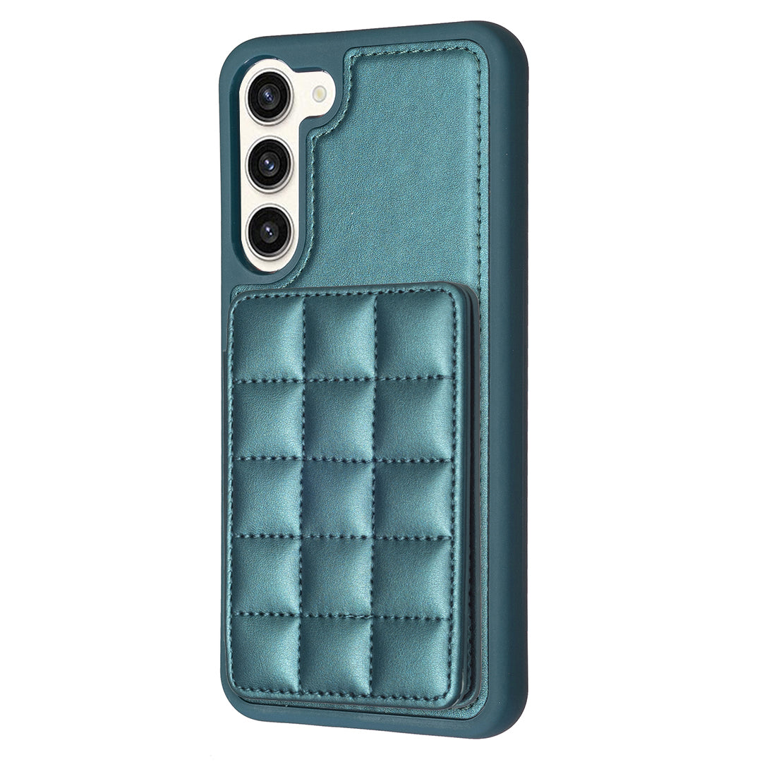 Style-BF24 for Samsung Galaxy S22 5G Card Holder Phone Case Kickstand PU Leather Coated TPU Cover