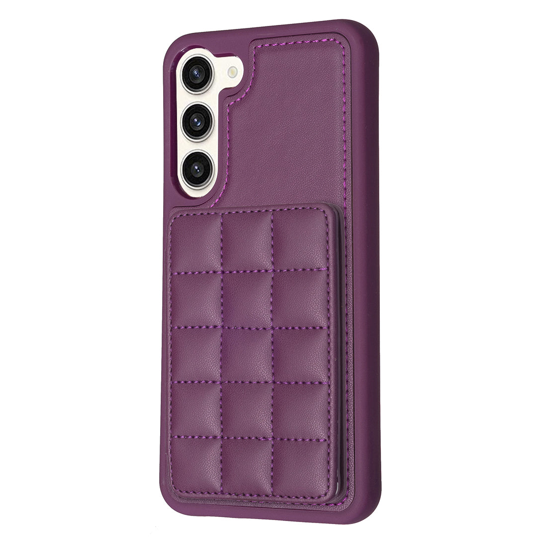 Style-BF24 for Samsung Galaxy S22 5G Card Holder Phone Case Kickstand PU Leather Coated TPU Cover