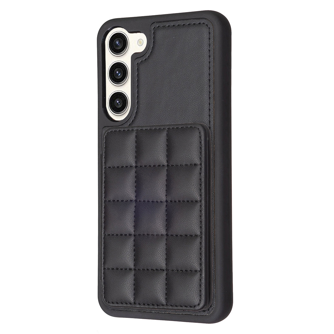 Style-BF24 for Samsung Galaxy S22 5G Card Holder Phone Case Kickstand PU Leather Coated TPU Cover