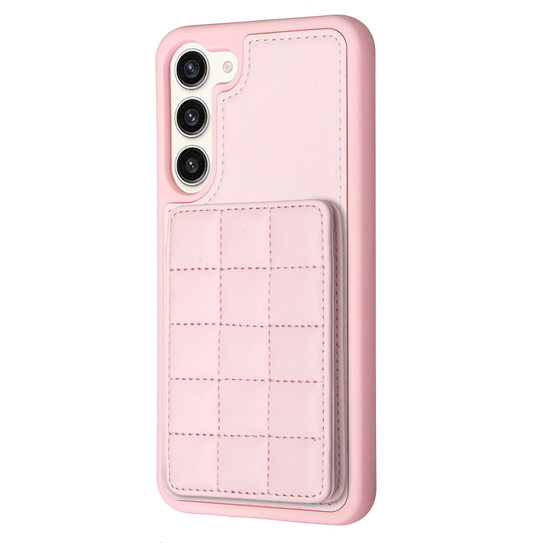 Style-BF24 for Samsung Galaxy S22 5G Card Holder Phone Case Kickstand PU Leather Coated TPU Cover