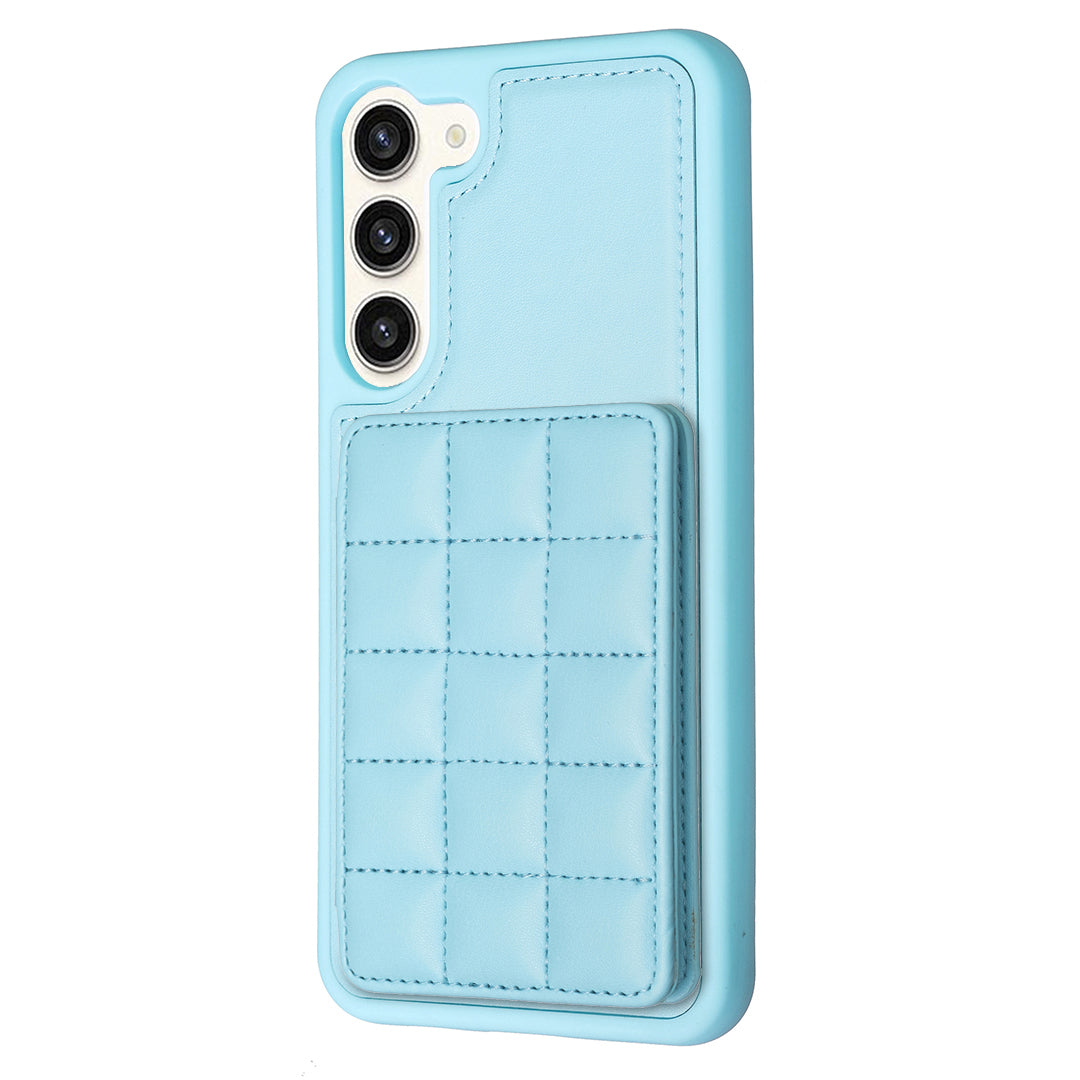 Style-BF24 for Samsung Galaxy S22 5G Card Holder Phone Case Kickstand PU Leather Coated TPU Cover