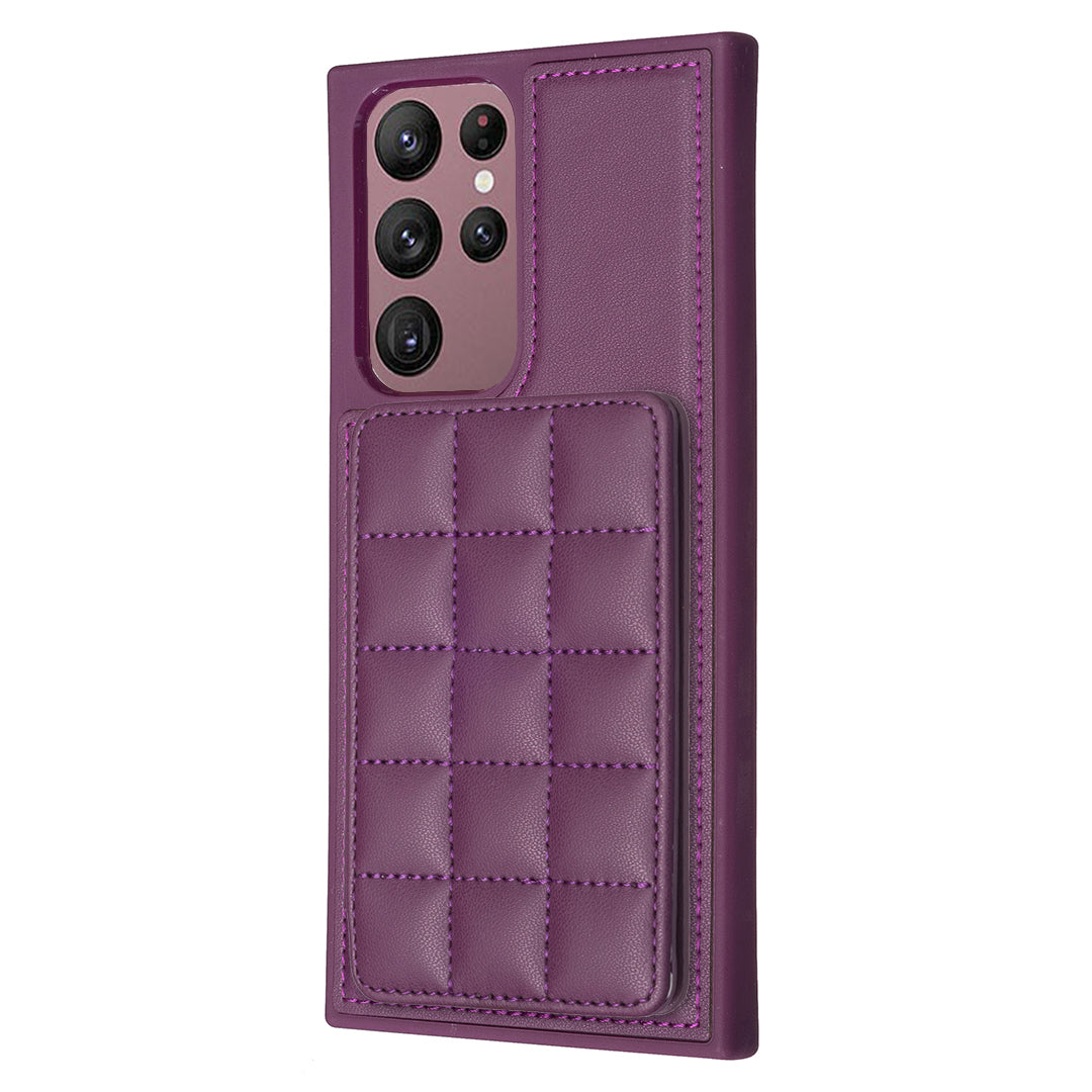 Style-BF24 for Samsung Galaxy S22 Ultra 5G PU Leather Coated TPU Kickstand Phone Case with Card Holder