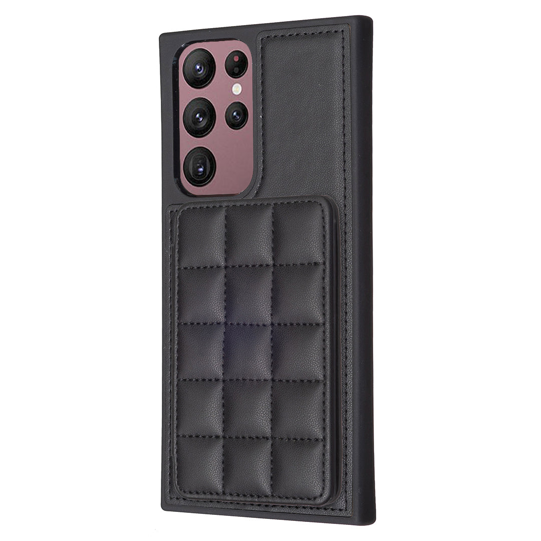 Style-BF24 for Samsung Galaxy S22 Ultra 5G PU Leather Coated TPU Kickstand Phone Case with Card Holder