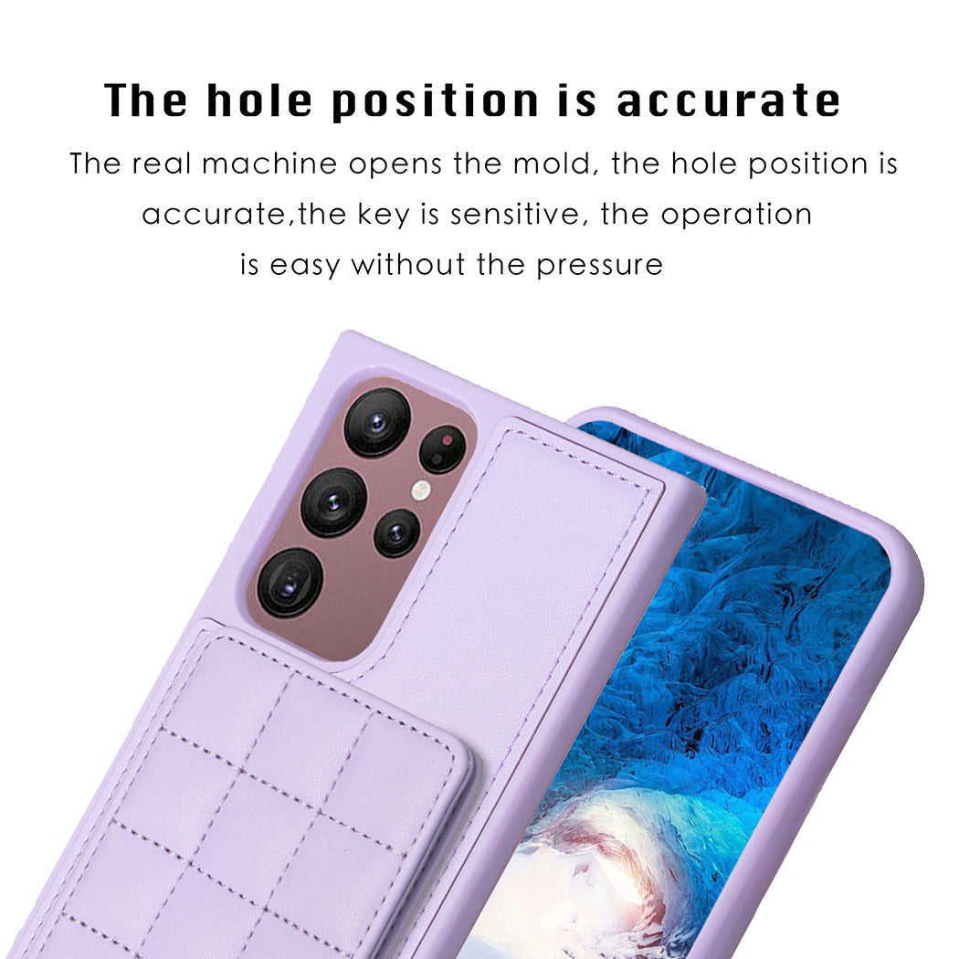 Style-BF24 for Samsung Galaxy S22 Ultra 5G PU Leather Coated TPU Kickstand Phone Case with Card Holder