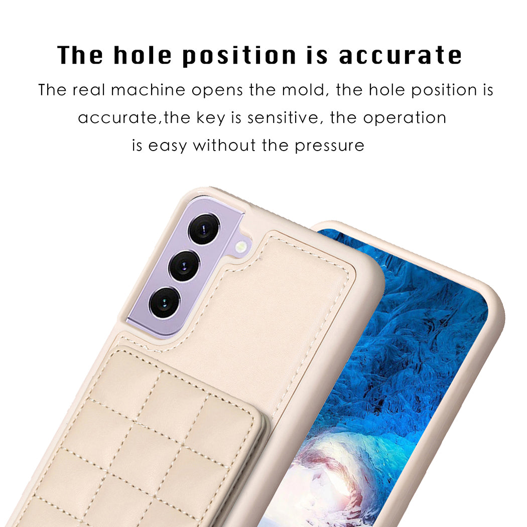 Style-BF24 for Samsung Galaxy S22 5G Phone Case Card Slots Kickstand PU Leather Coated TPU Back Cover