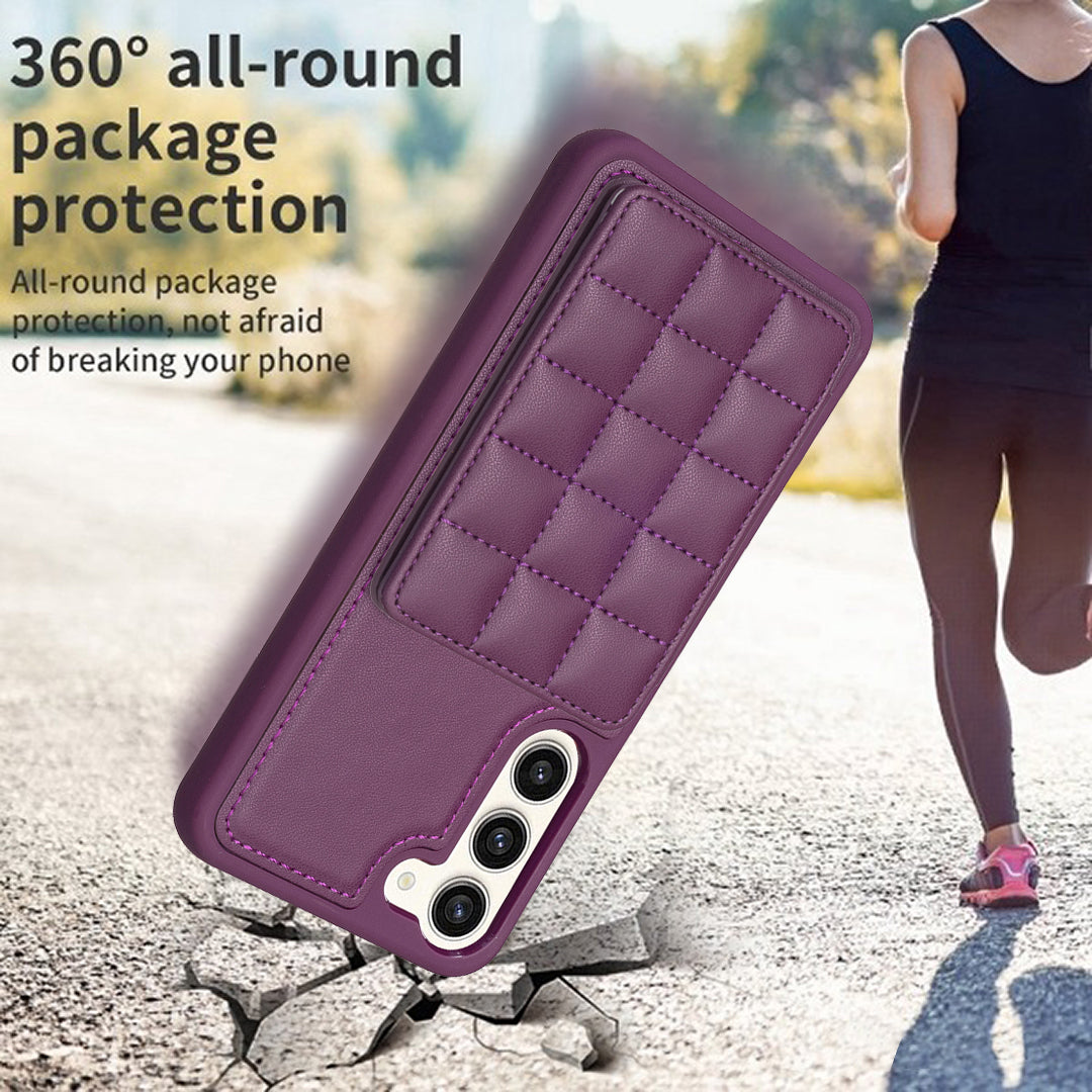 Style-BF24 for Samsung Galaxy S23 Kickstand Card Holder Phone Case PU Leather Coated TPU Cover