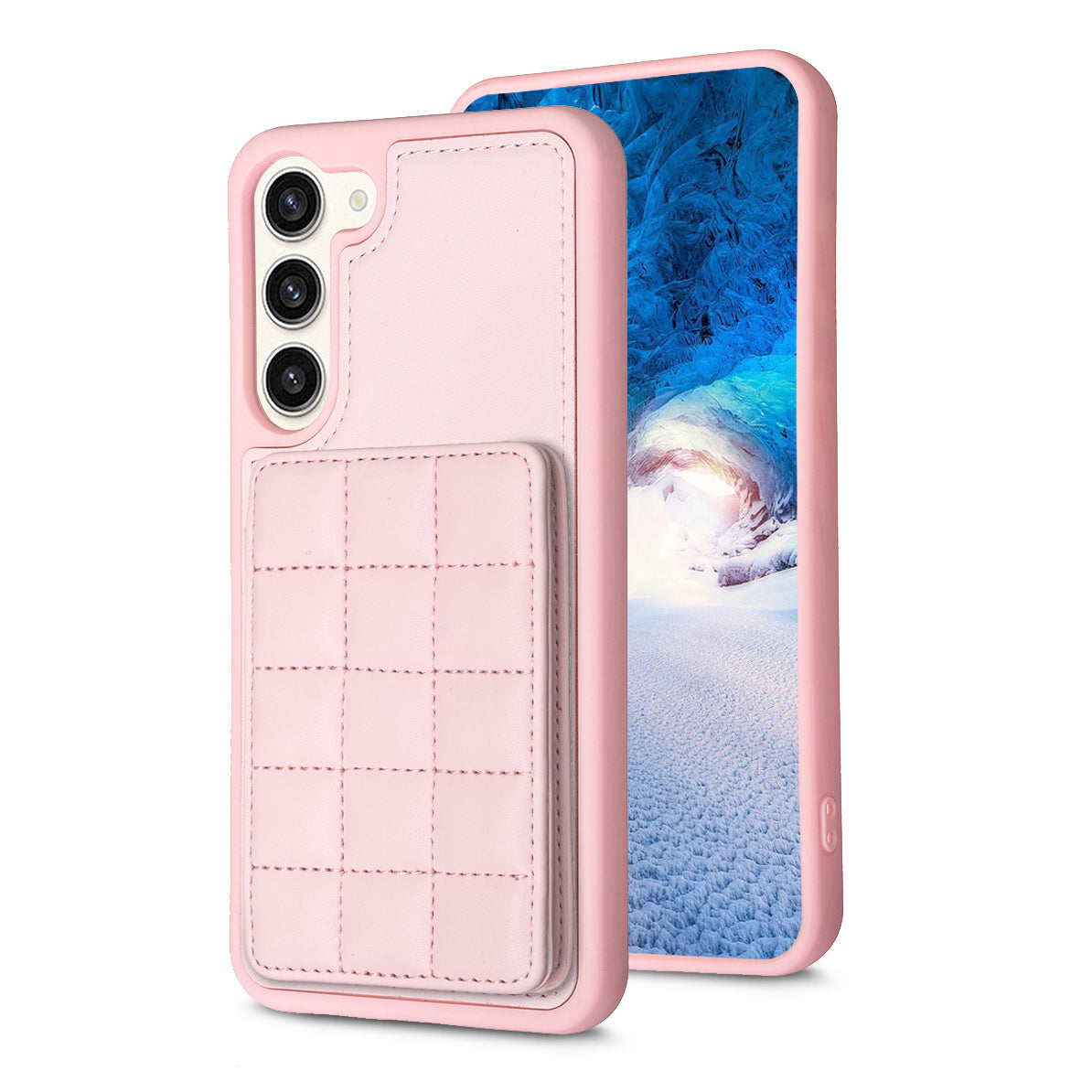 Style-BF24 for Samsung Galaxy S23 Kickstand Card Holder Phone Case PU Leather Coated TPU Cover
