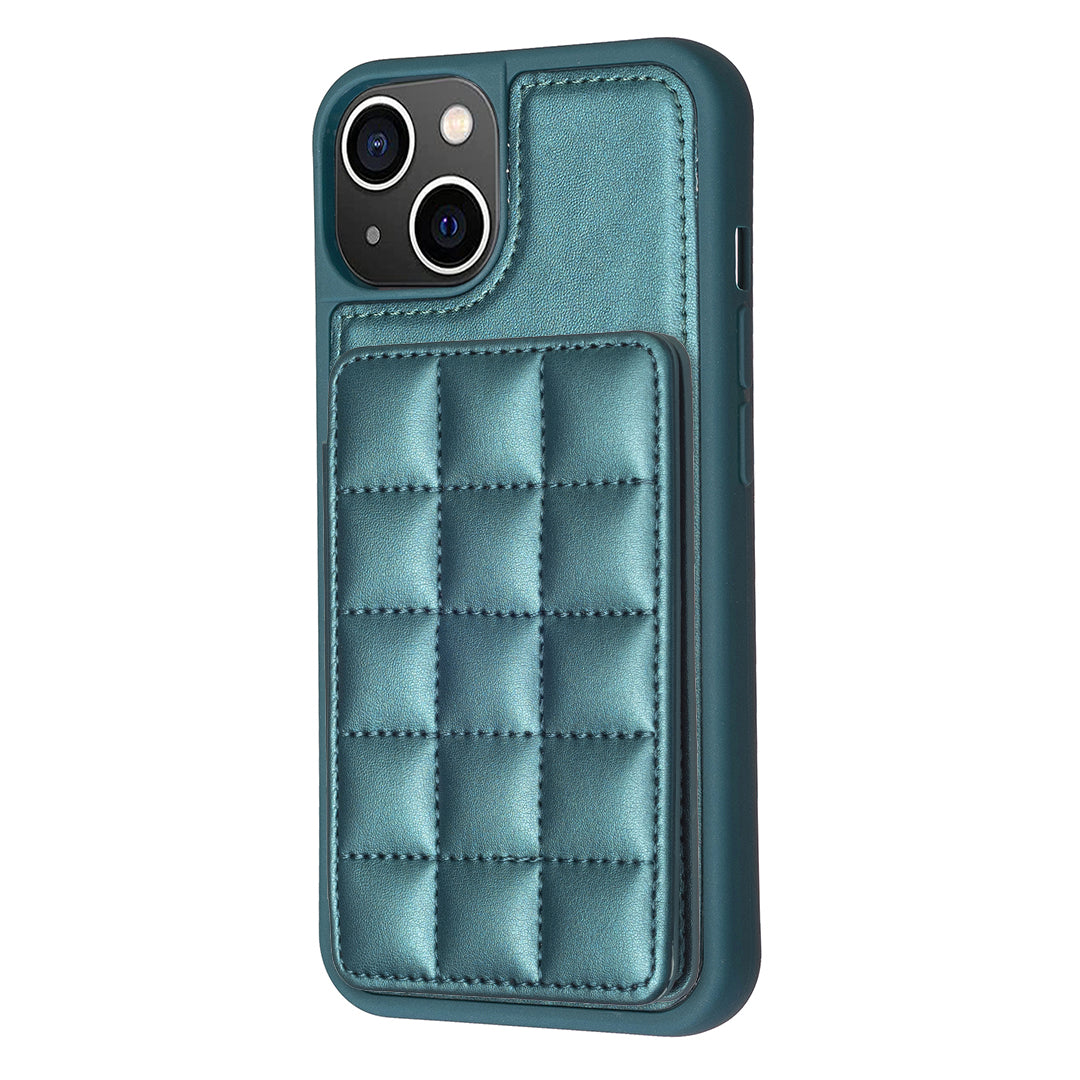 Style-BF24 for iPhone 14 Plus Kickstand Case Card Holder PU Leather Coated TPU Phone Cover