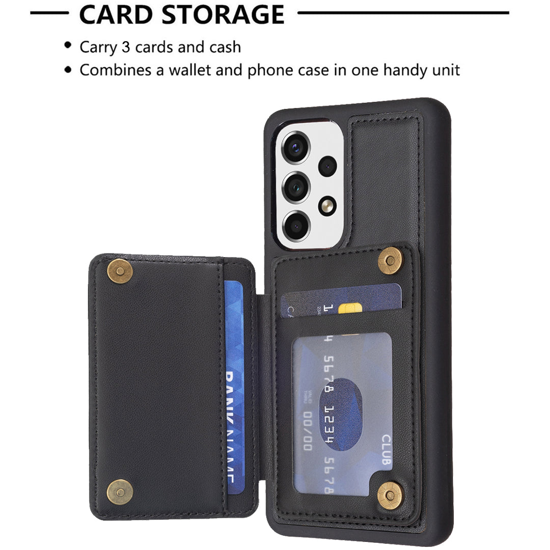 Style-BF24 Kickstand Phone Cover for Samsung Galaxy A53 5G PU Leather TPU Card Holder Case