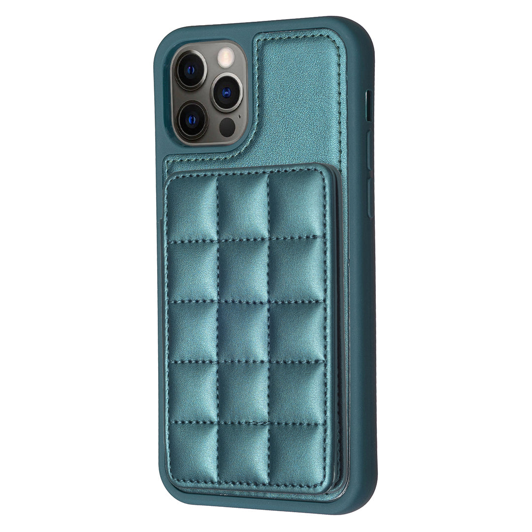 Style-BF24 For iPhone 12/12 Pro 6.1 inch Card Holder Kickstand Phone Case PU Leather Coated TPU Cover
