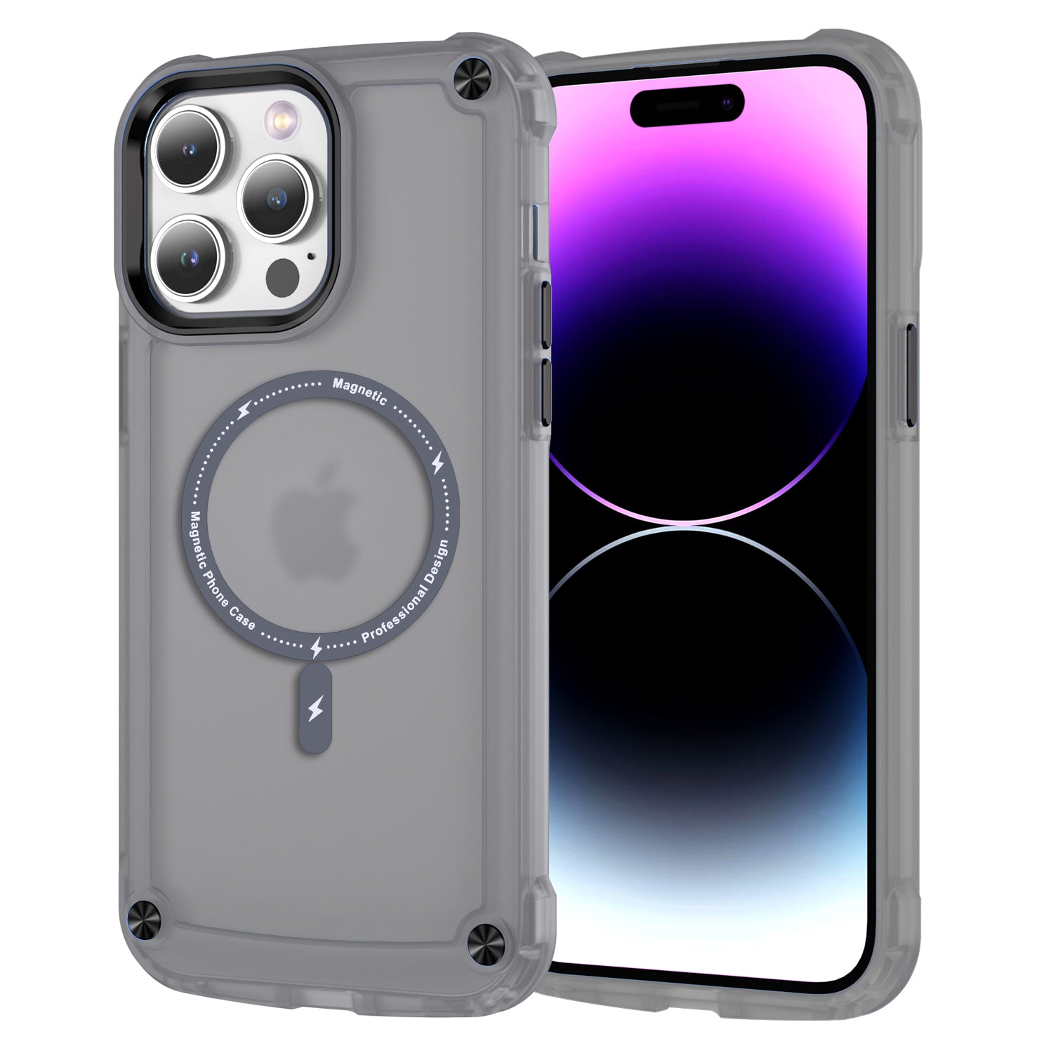 For iPhone 14 Pro Max Translucent Matte Phone Case Shockproof TPU PC Magnetic Cover Compatible with MagSafe