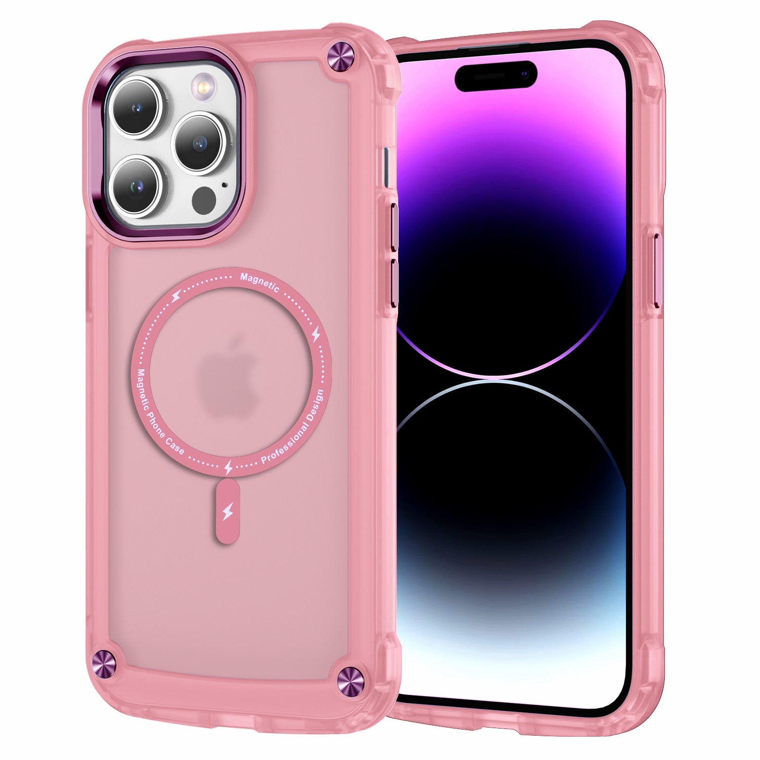 For iPhone 14 Pro Max Translucent Matte Phone Case Shockproof TPU PC Magnetic Cover Compatible with MagSafe