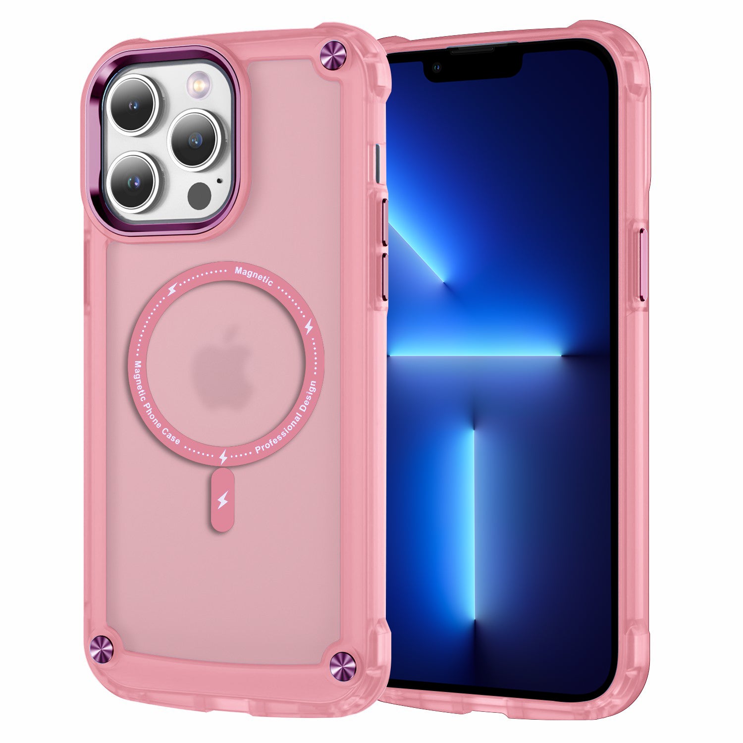 For iPhone 13 Pro TPU PC Phone Case Translucent Matte Magnetic Cover Compatible with MagSafe