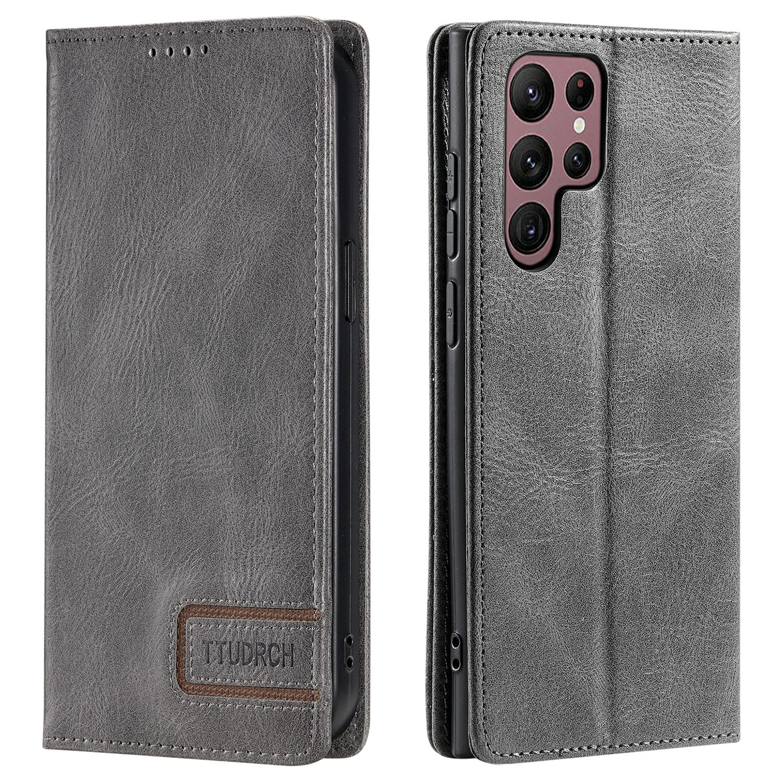 TTUDRCH Style 007 For Samsung Galaxy S22 Ultra 5G RFID Blocking Phone Cover Leather Case with Stand Wallet