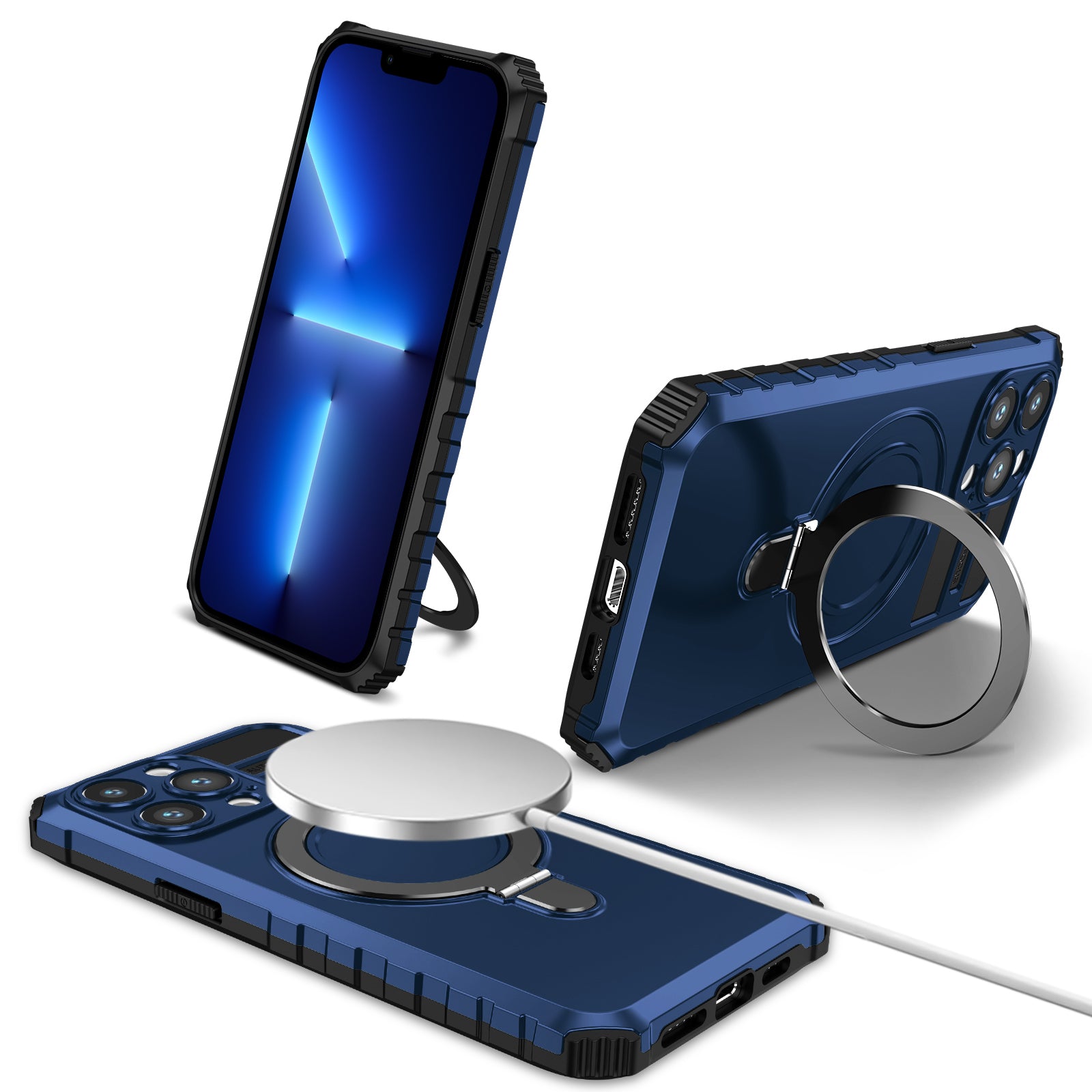 Compatible with MagSafe Charger Phone Case for iPhone 13 Pro 6.1 inch TPU PC Slim Cover with Kickstand