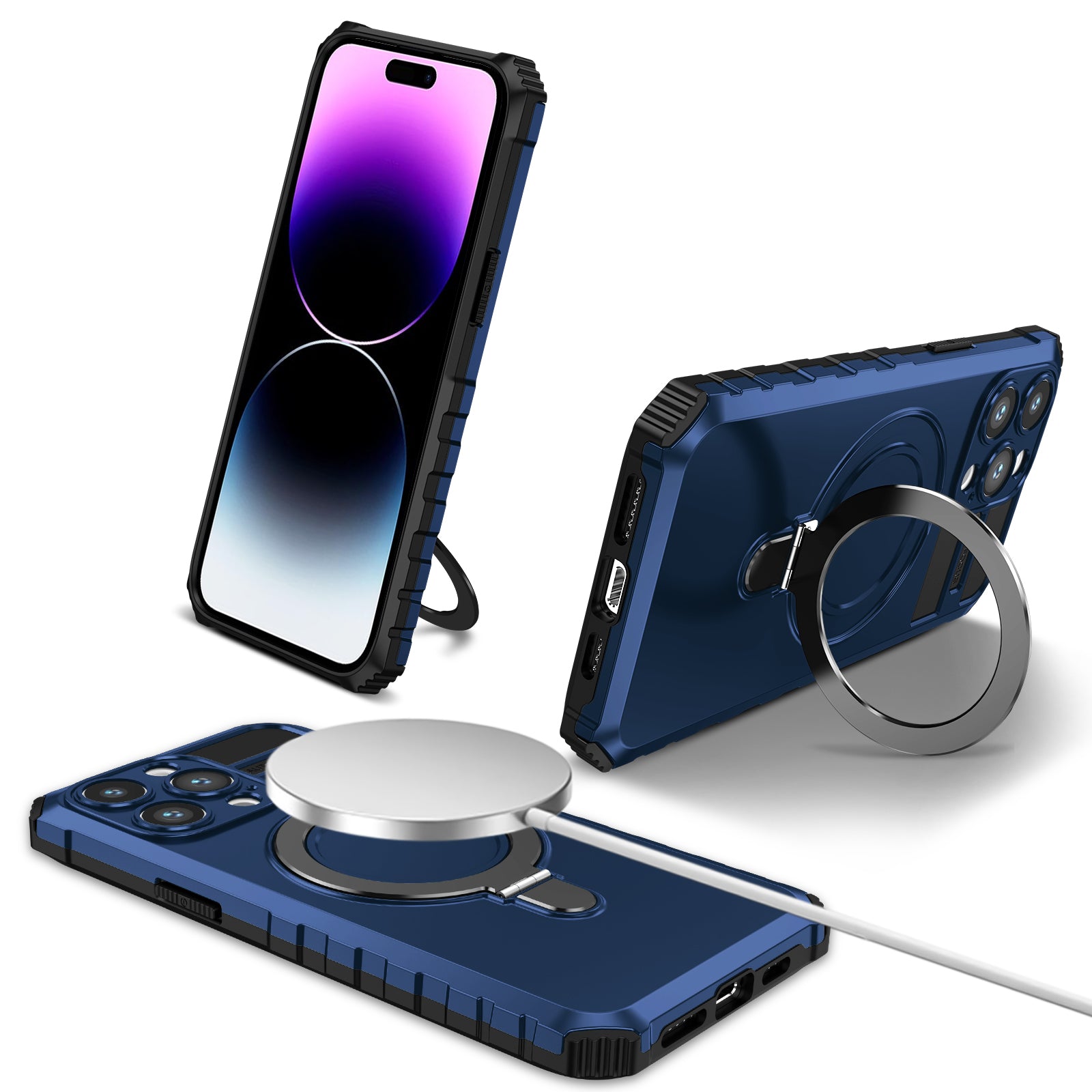 TPU PC Kickstand Cover for iPhone 14 Pro Max Case Compatible with MagSafe Charger Matte Phone Case