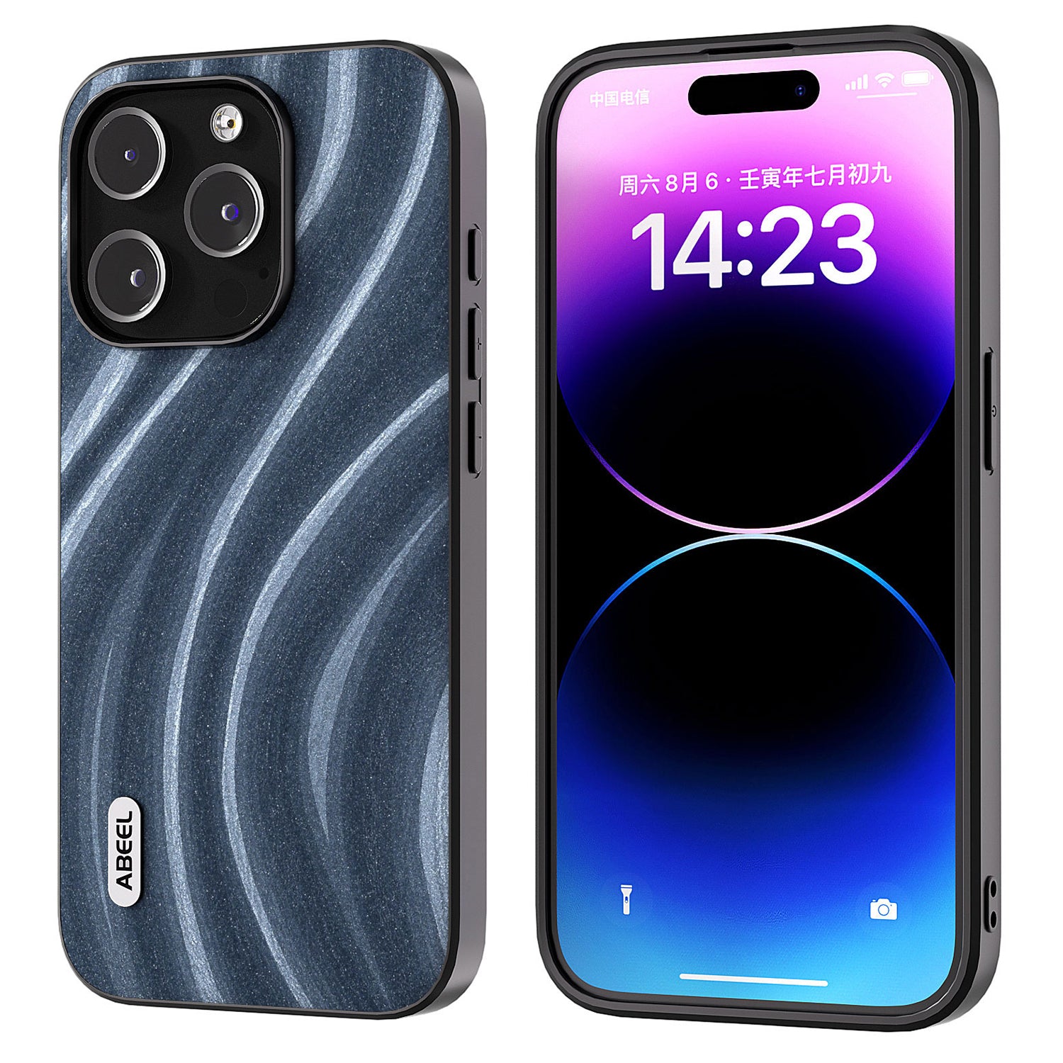ABEEL Milky Way Series for iPhone 14 Pro Max Shockproof Phone Case PU Leather Coated PC TPU Cover