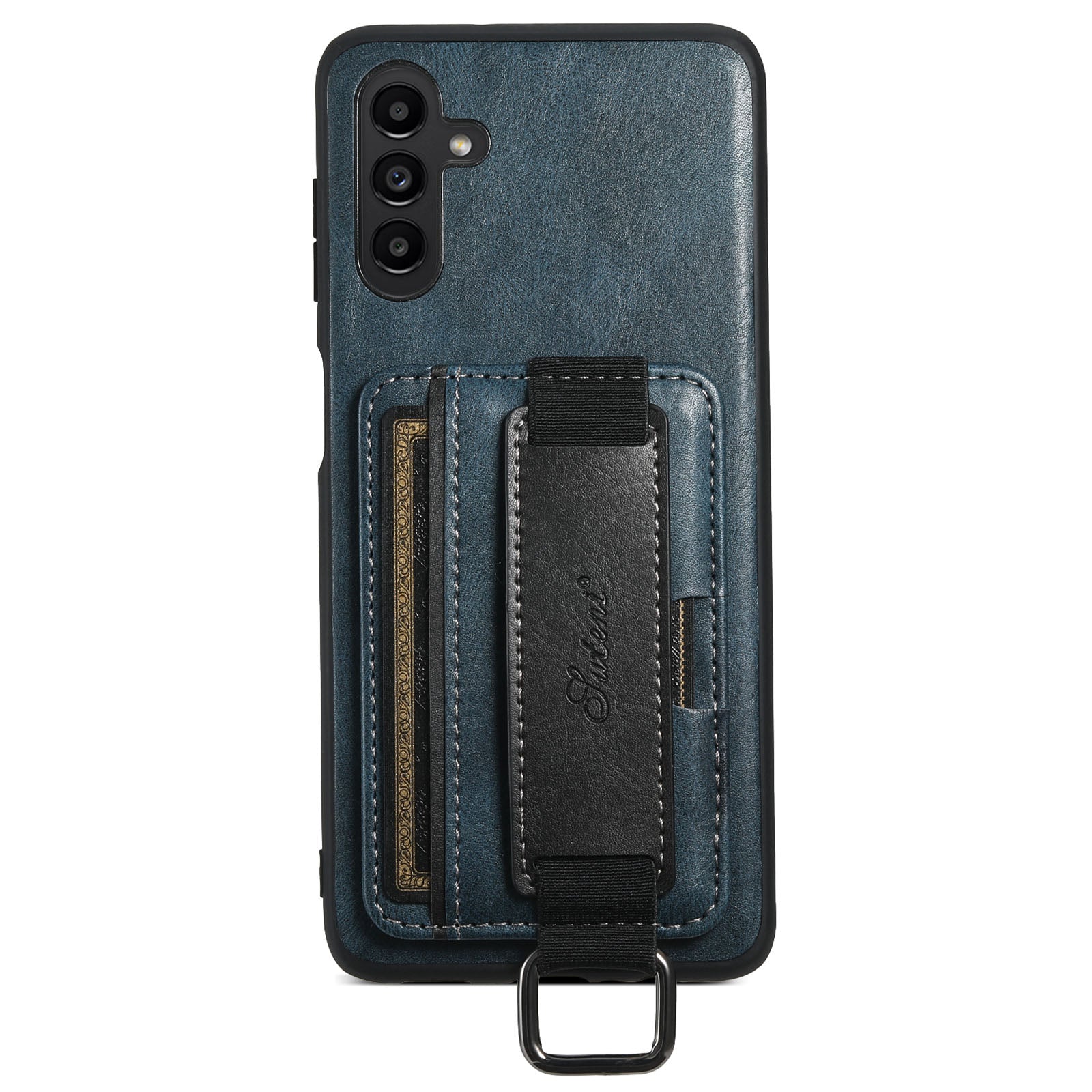 SUTENI H13 For Samsung Galaxy A13 5G Kickstand Case with Hand Strap PU Leather Coated PC TPU Card Holder Phone Shell