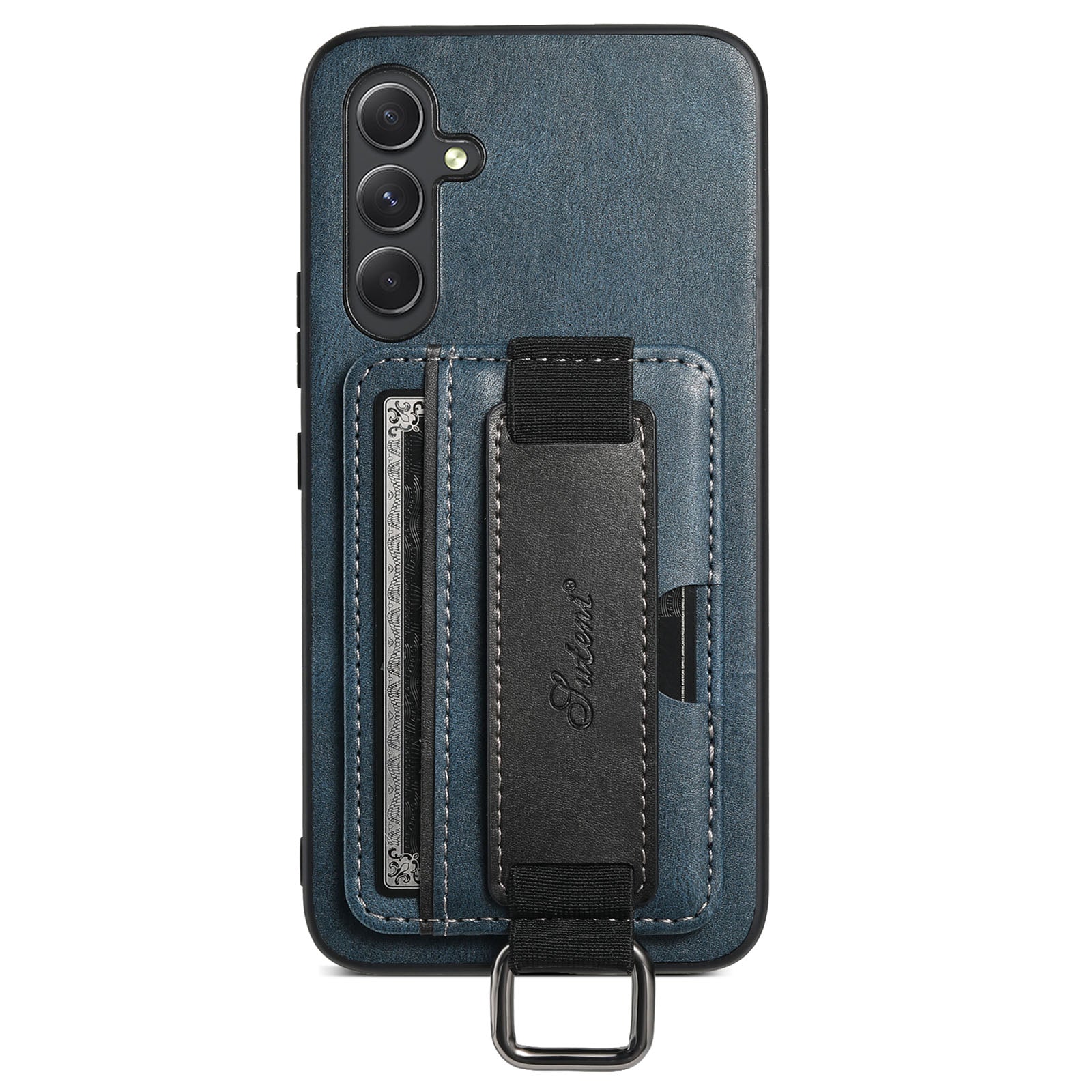 SUTENI H13 For Samsung Galaxy A34 5G PU Leather Coated PC TPU Phone Shell Hand Strap Kickstand Case with Card Slot