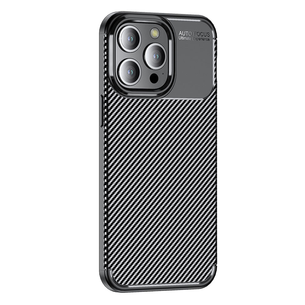 Carbon Fiber Texture Phone Cover for iPhone 15 Pro Anti-drop Flexible TPU Phone Case