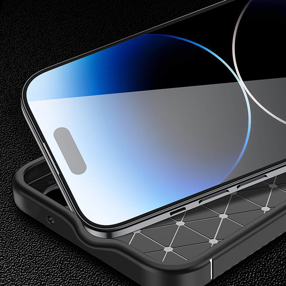 Kryt na telefon s texturou uhlíkových vláken pro iPhone 15 Pro Flexibilní pouzdro na telefon TPU odolné proti pádu