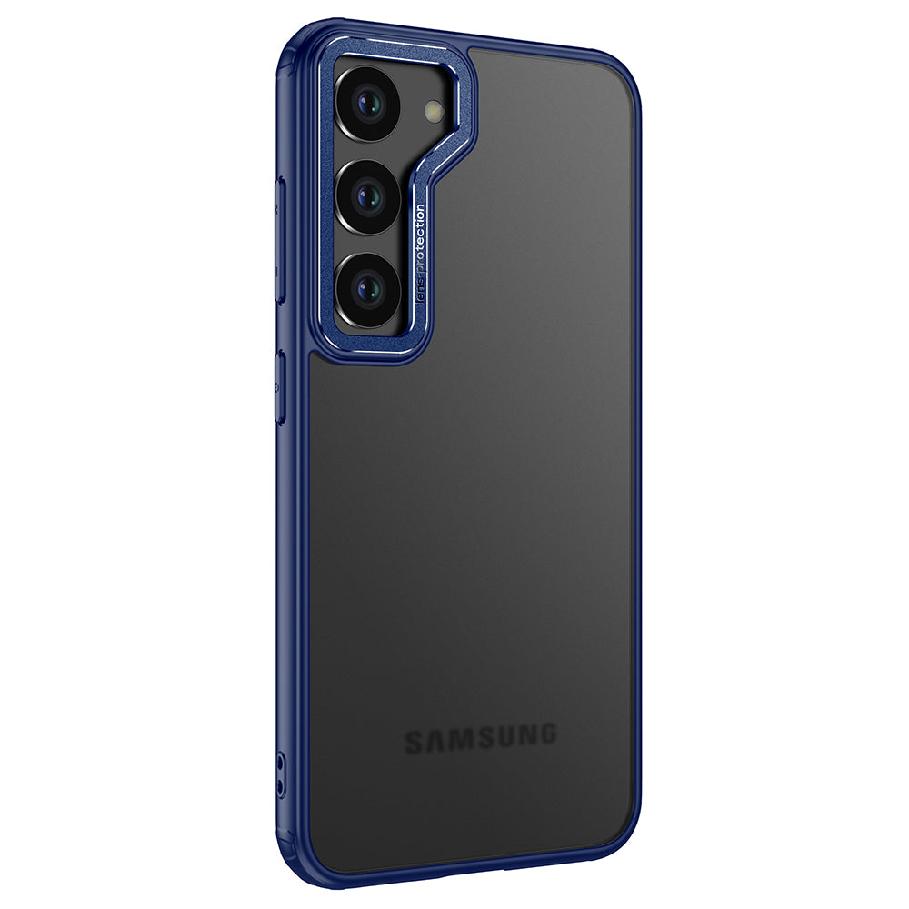 For Samsung Galaxy S23 Clear Phone Cover PC TPU Metal Lens Frame Protective Case