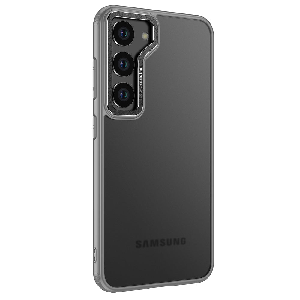 For Samsung Galaxy S23 Clear Phone Cover PC TPU Metal Lens Frame Protective Case