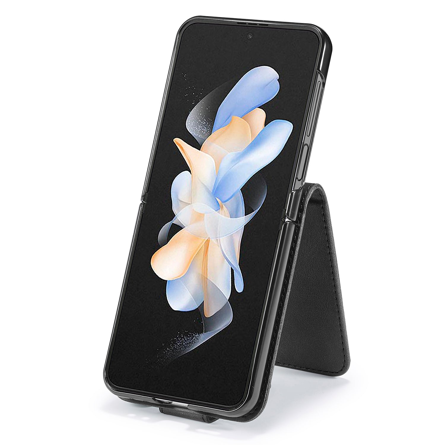 LC.IMEEKE For Samsung Galaxy Z Flip5 5G PU Leather Phone Case Card Holder Calf Texture Stand Cover