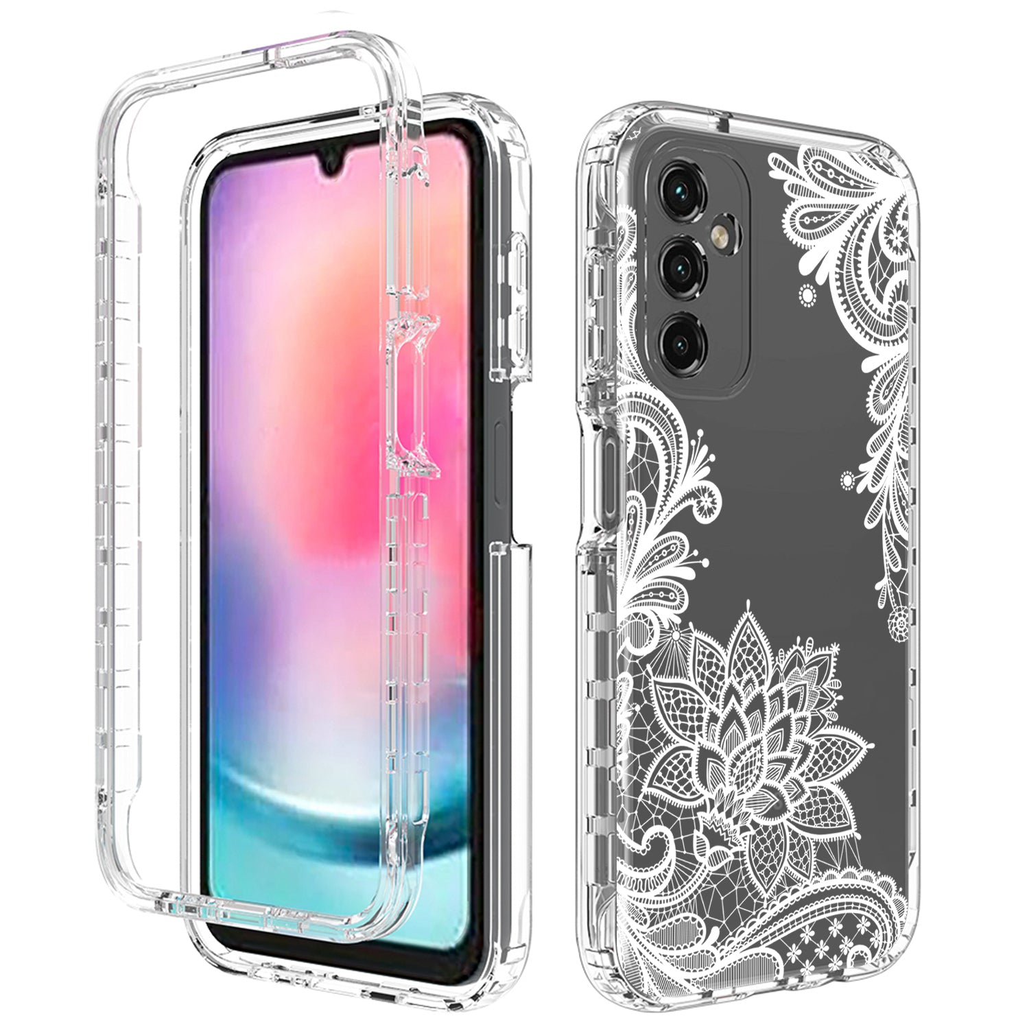 For Samsung Galaxy A24 4G Pattern Printing Phone Case PC Frame TPU Transparent Phone Cover